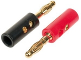 Bananenstecker<br><br>Bananenstecker mit kranzfoermigem Federelement vergoldet fuer<br>4 mm...